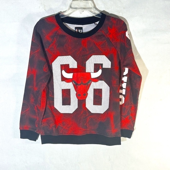 Retro Tie Dye Acid Wash Style NBA Vintage Chicago BullsLong Sleeve Sweater - Picture 1 of 6